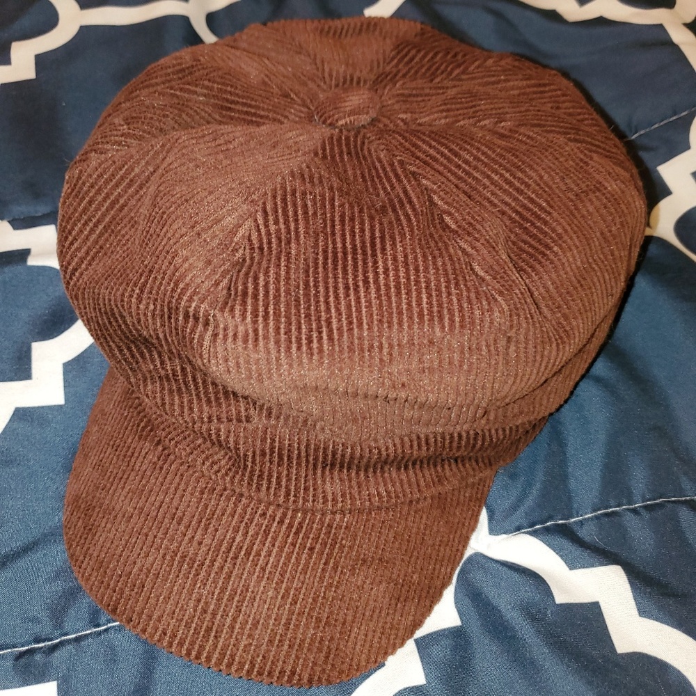 Woman's brown corduroy fiddler cap